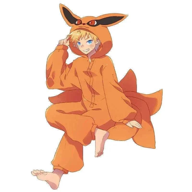 Naruto Kigurumi Fox Cosplay Pajamas Flannel Lounging