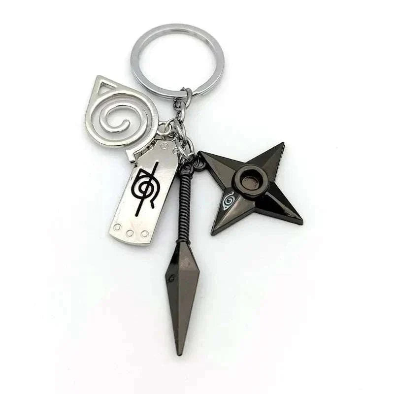  Naruto Shippuden Keychains Toy Kunai Shuriken Konoha Anime Key Chains Accessories Gift 