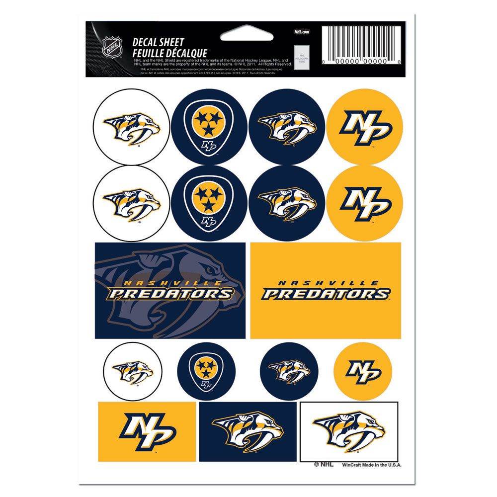 Nashville Predators Decal Sheet 5x7 Vinyl Sticker Pack - ToylandEU
