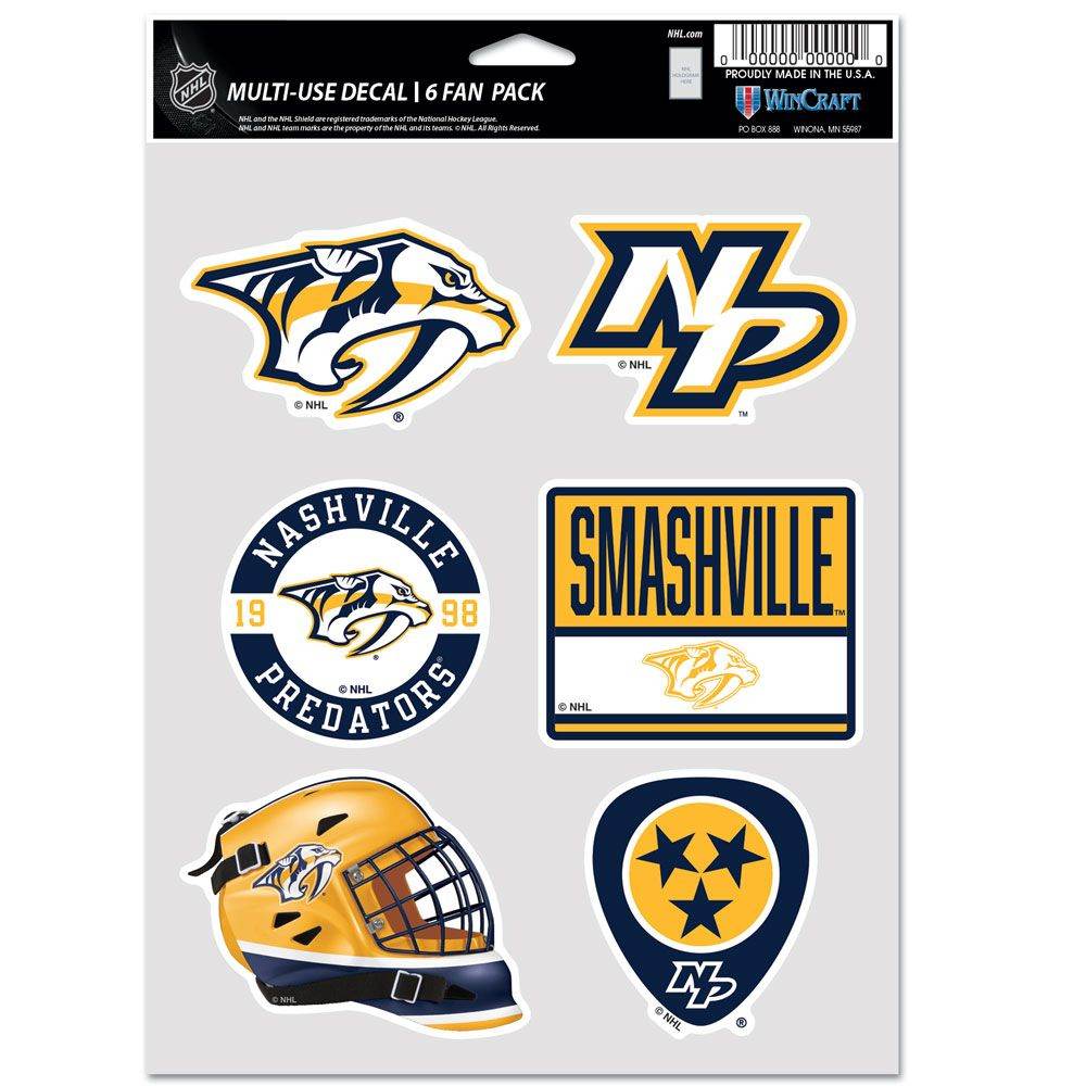 Nashville Predators Multi Use Fan Decal Collection Six - ToylandEU