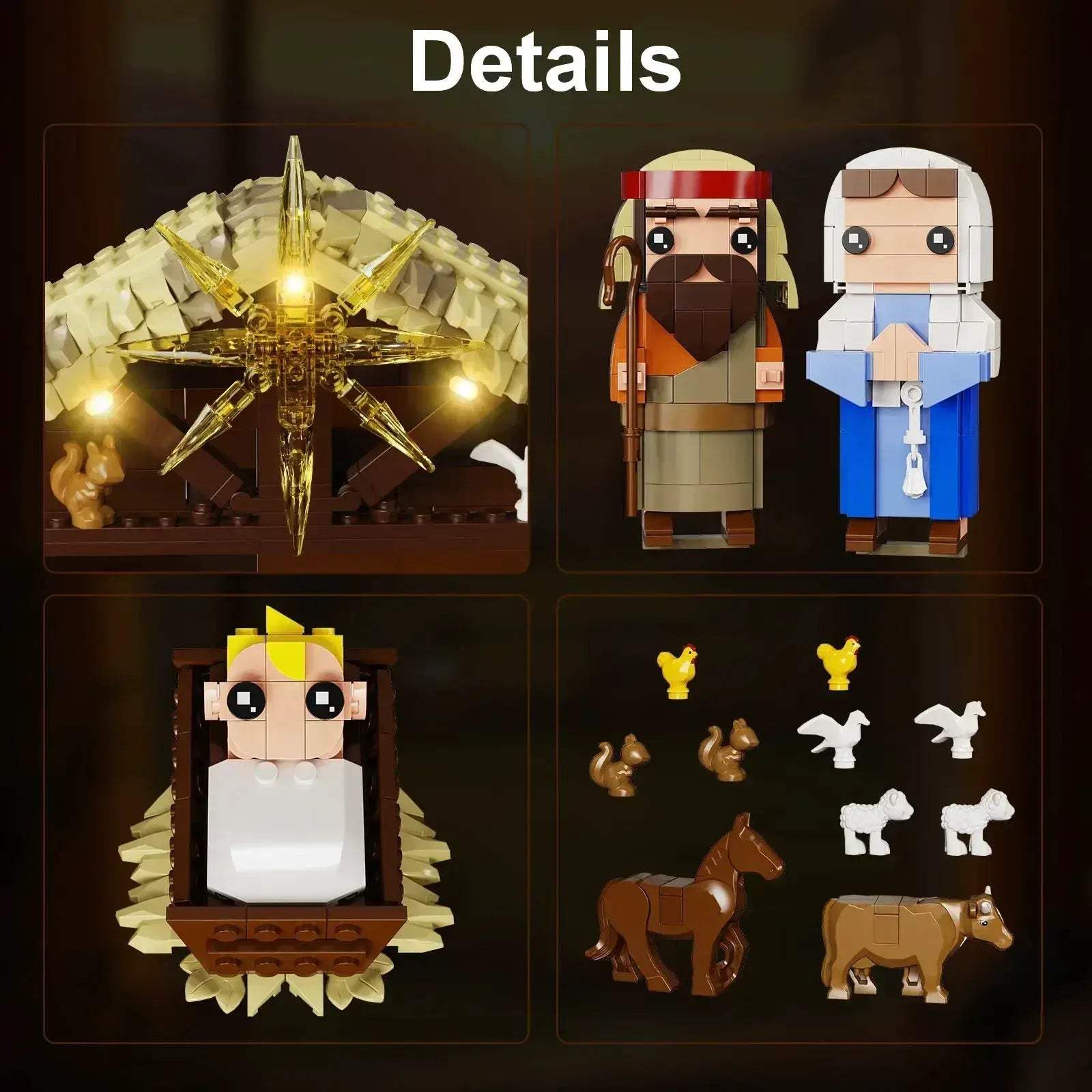 Nativity Blocks Set With Three Figures Lego Compatible Christmas Scene - ToylandEU