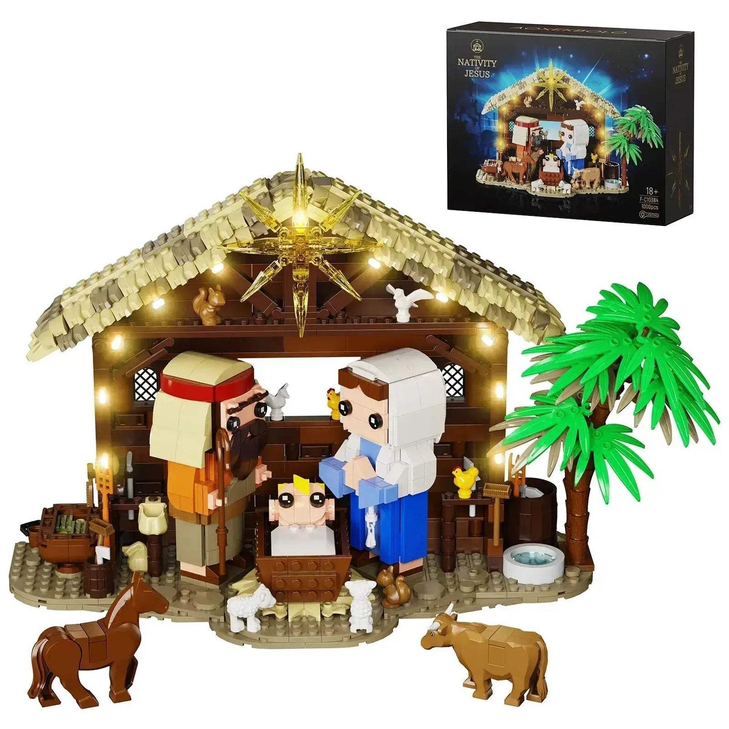 Nativity Blocks Set With Three Figures Lego Compatible Christmas Scene - ToylandEU