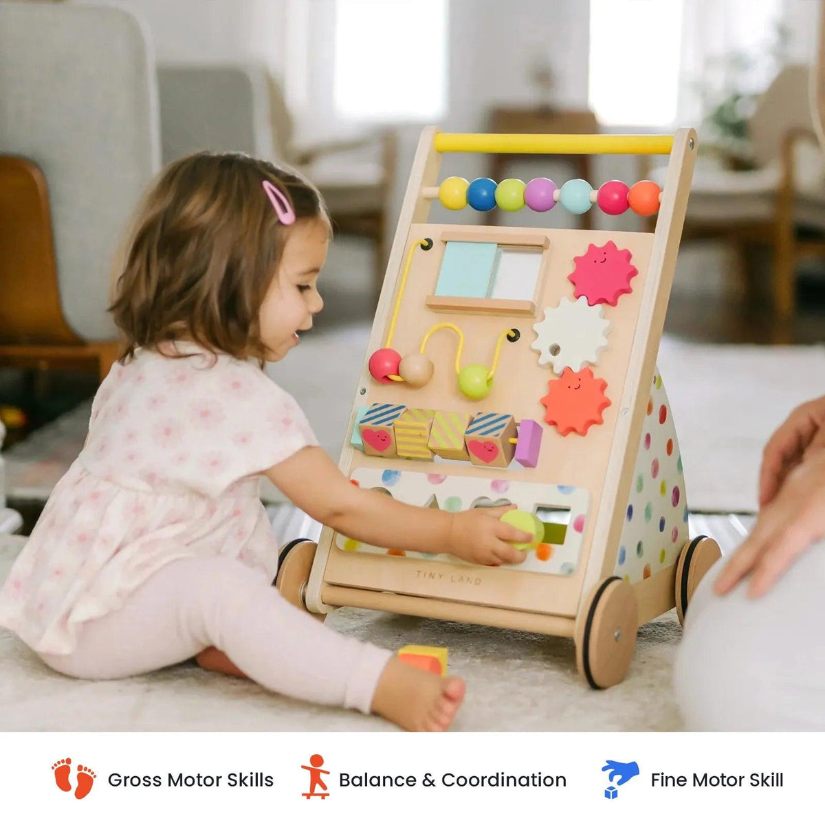 Natural Rainbow Wooden Baby Walker No Plastic