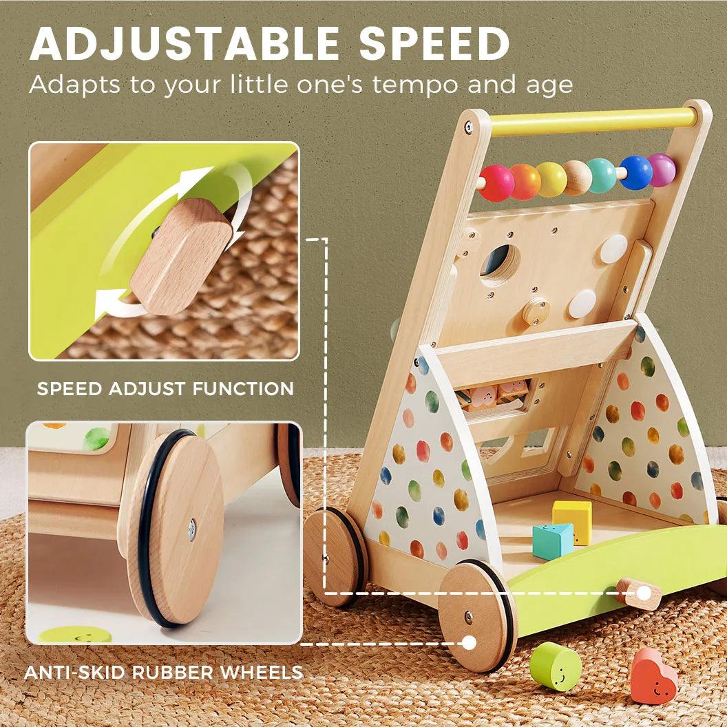 Natural Rainbow Wooden Baby Walker No Plastic