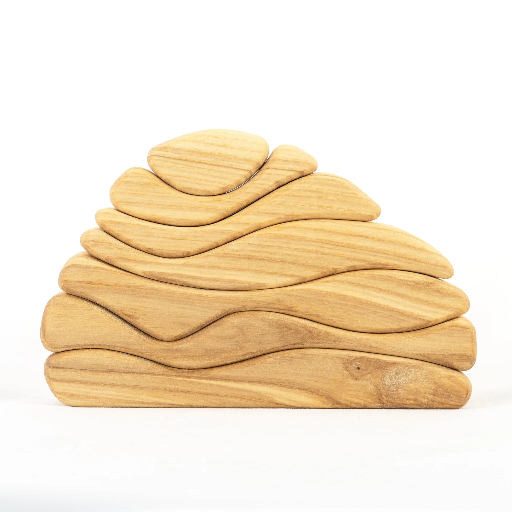 Natural Waves Wooden Sculptural Blocks Stacker for Open Ended Play - ToylandEU