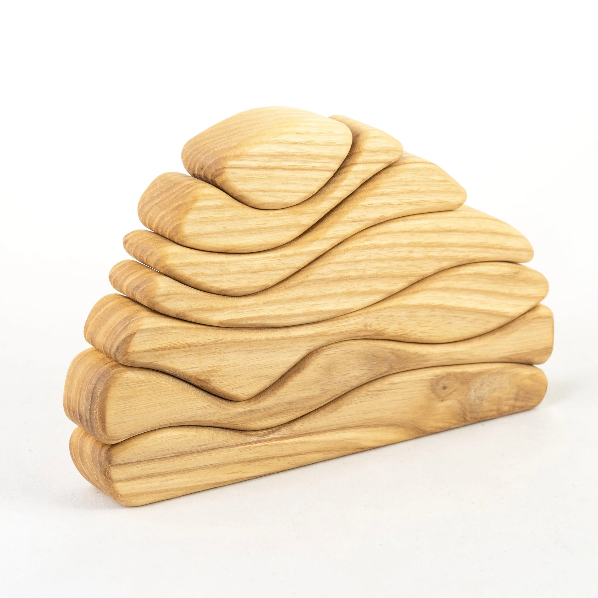 Natural Waves Wooden Sculptural Blocks Stacker for Open Ended Play - ToylandEU