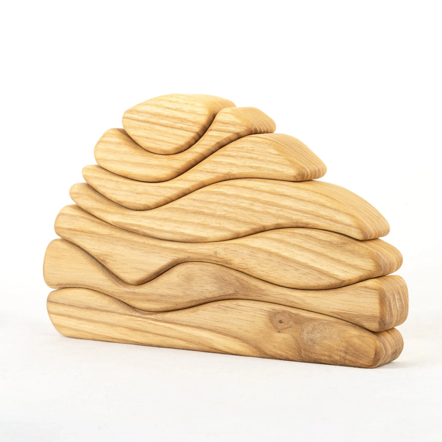Natural Waves Wooden Sculptural Blocks Stacker for Open Ended Play - ToylandEU