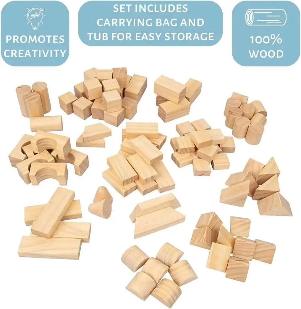 Natural Wood Building Blocks Set for Safe Creative Play -  ToylandEU™