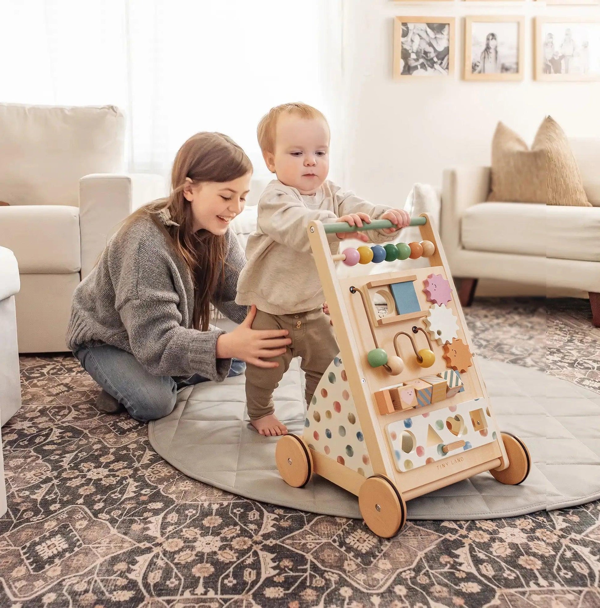 Natural Wooden Baby Walker Tiny Land Versatile Design