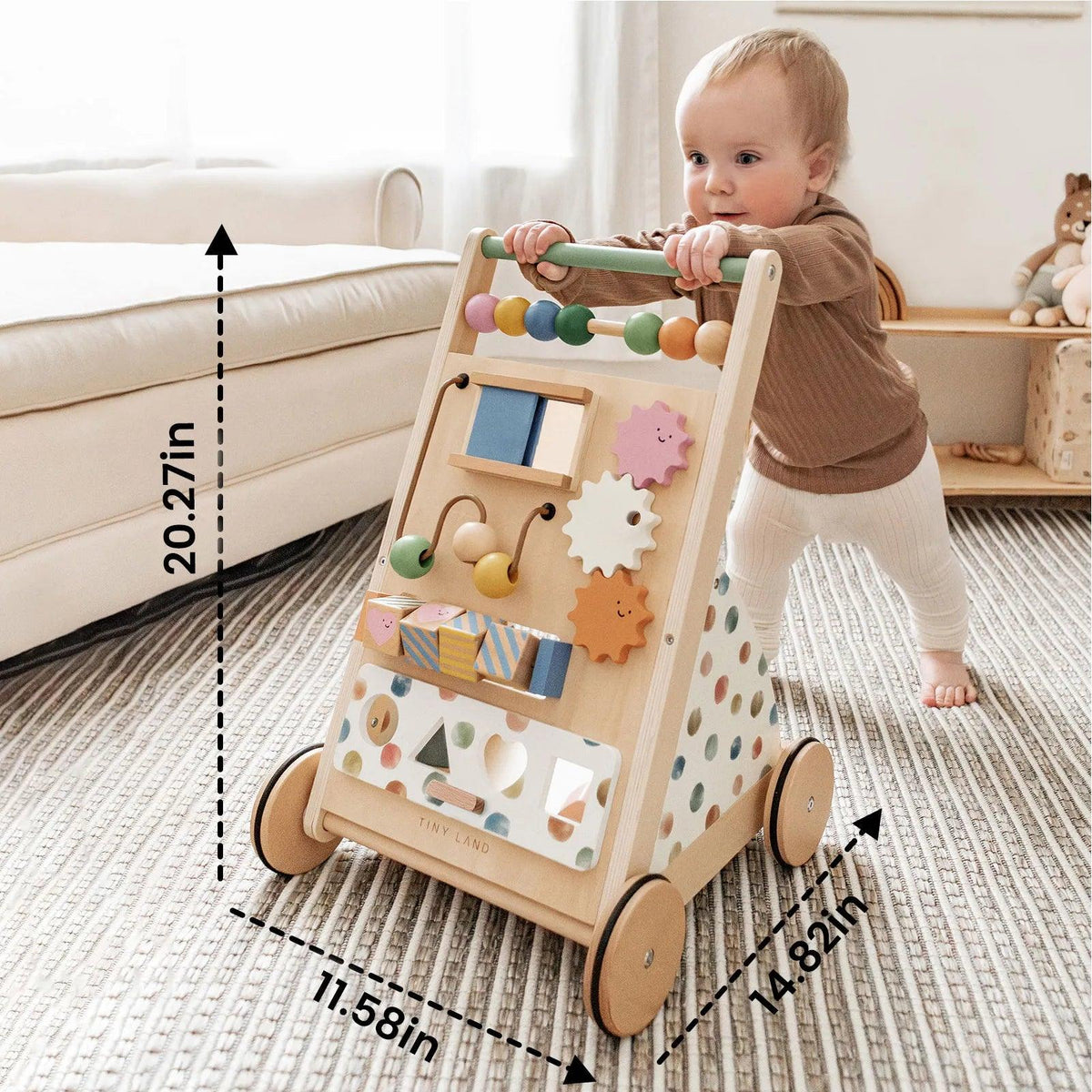 Natural Wooden Baby Walker Tiny Land Versatile Design