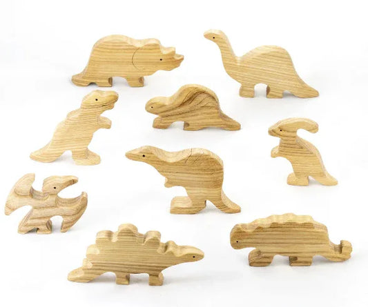 Natural Wooden Dinosaur Set For Creative Early Learning - ToylandEU