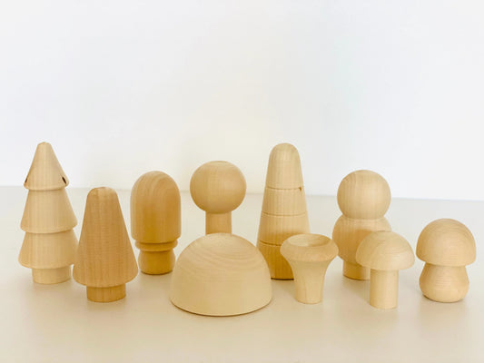 Natural Wooden Forest Mushroom Set For Creative Play - ToylandEU