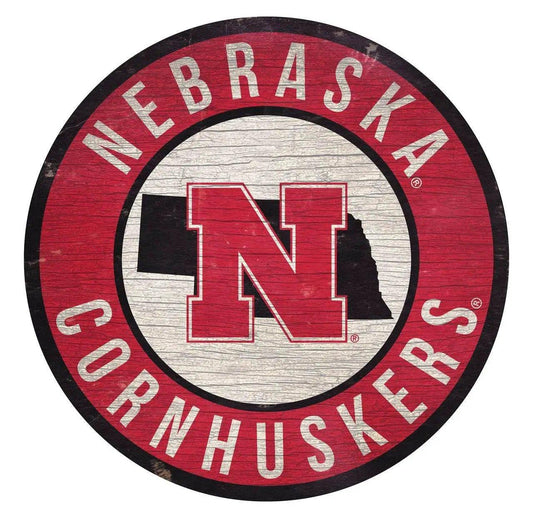  Nebraska Cornhuskers 12 Inch Round Wood Sign State Design -  ToylandEU™