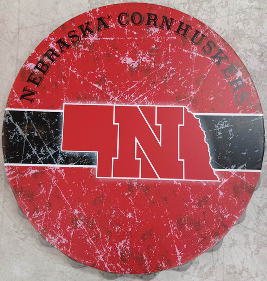 Nebraska Cornhuskers Bottle Cap Distressed Metal Sign - ToylandEU
