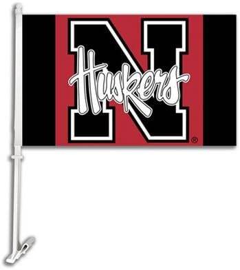 Nebraska Cornhuskers Car Flag With Huskers Logo Emblem - ToylandEU