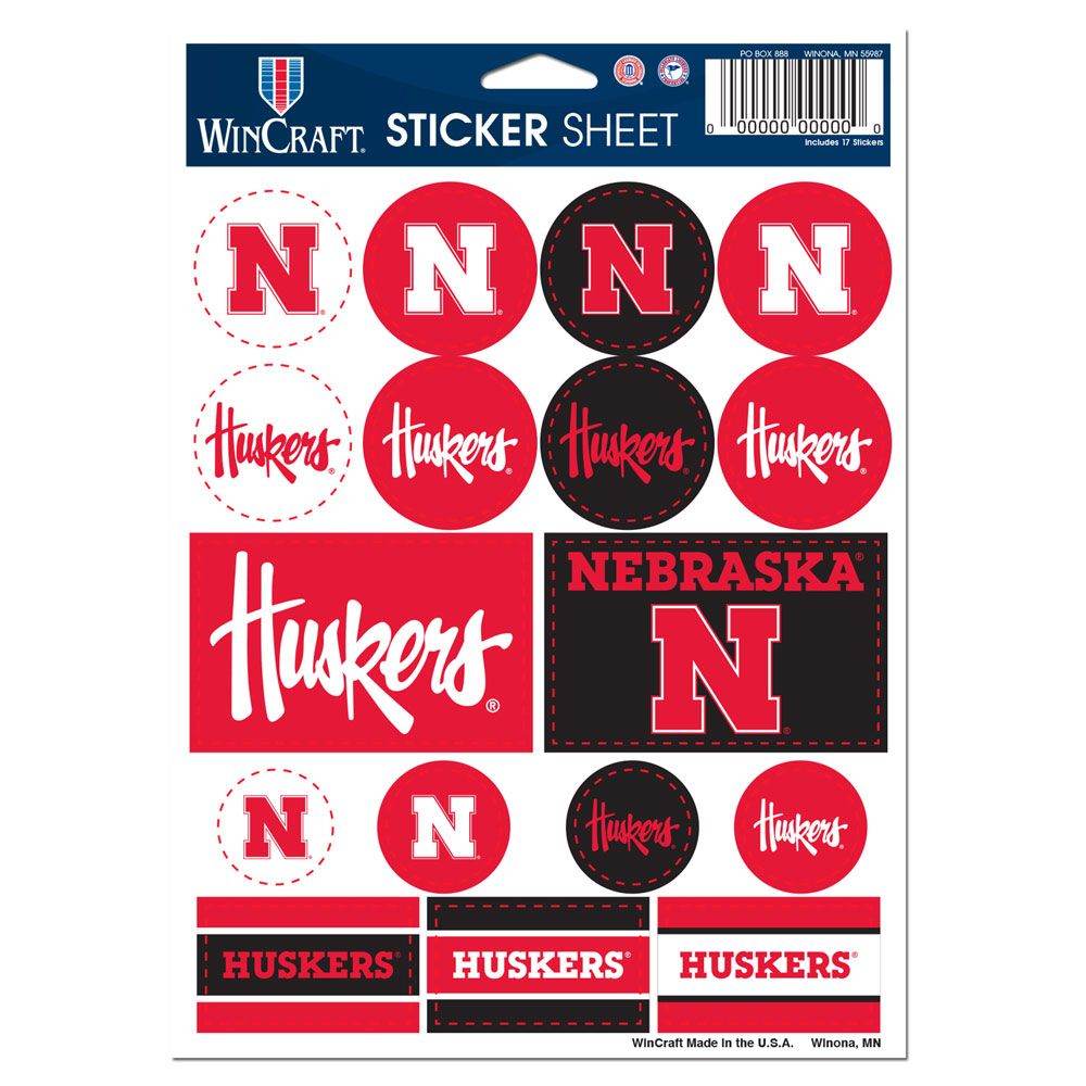 Nebraska Cornhuskers Decal Sheet 5x7 Vinyl Stickers - ToylandEU