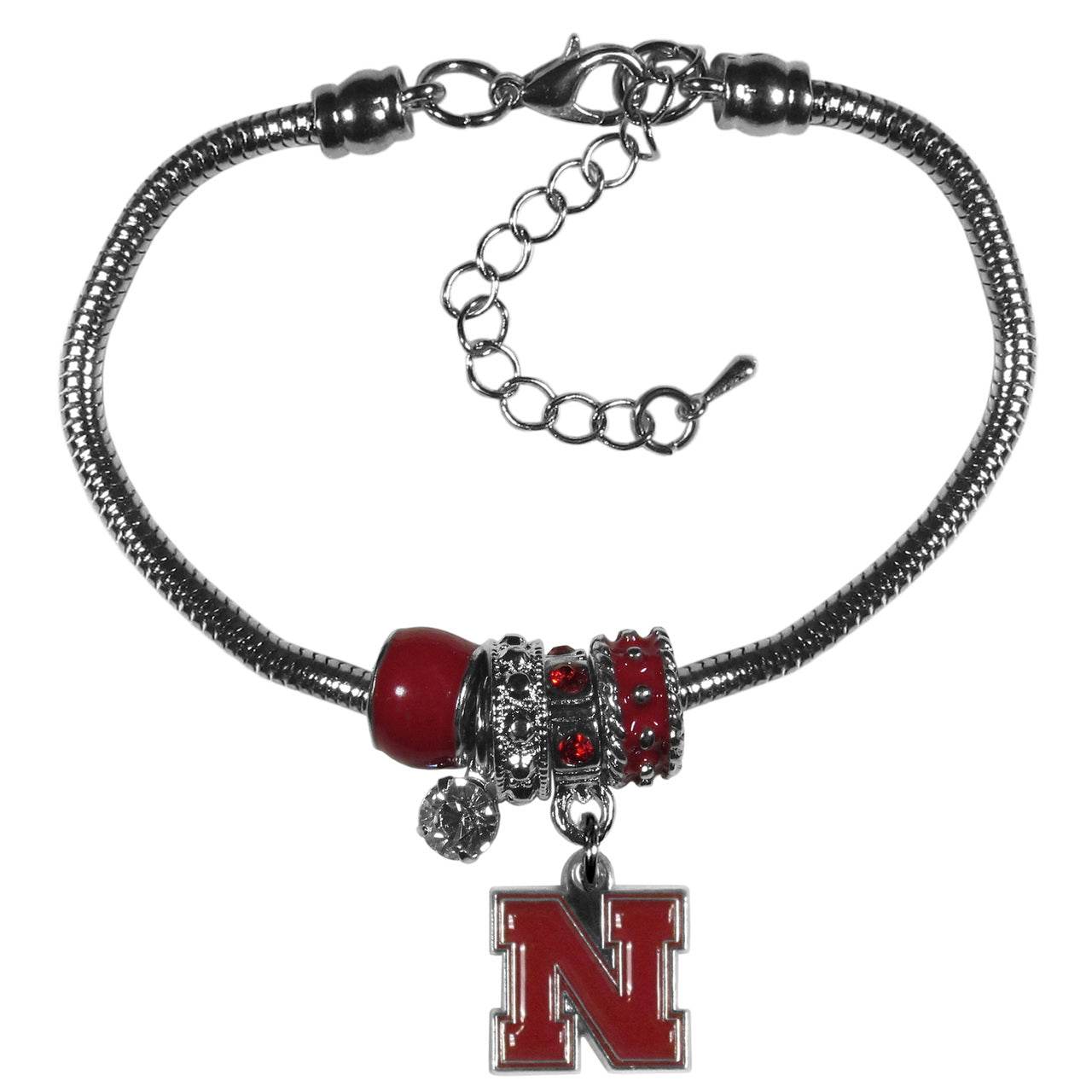 Nebraska Cornhuskers Euro Bead Bracelet With Rhinestones - ToylandEU