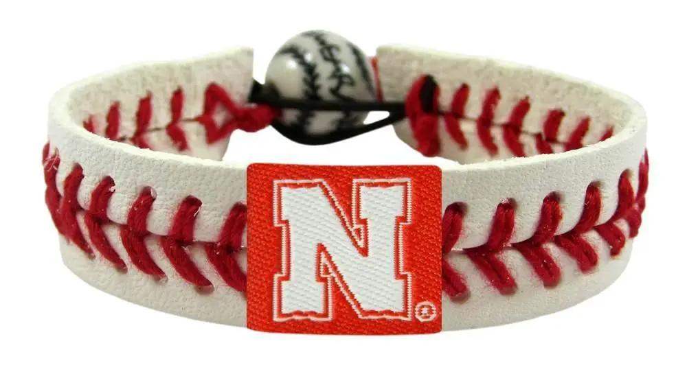 Nebraska Cornhuskers Genuine Leather Baseball Bracelet - ToylandEU
