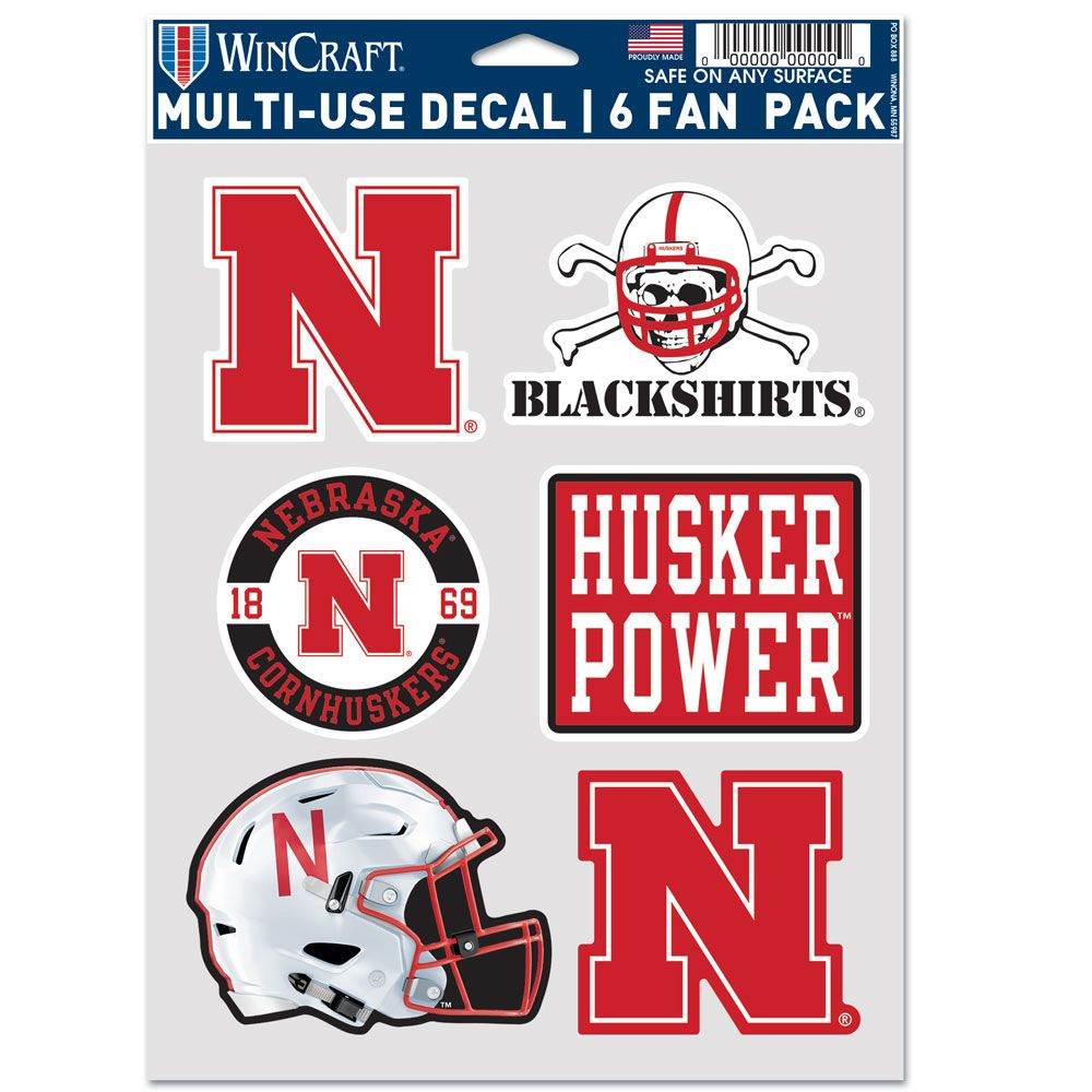 Nebraska Cornhuskers Multi Use Fan Decals Pack Six - ToylandEU