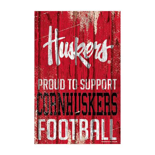 Nebraska Cornhuskers Sign 11x17 Wood Proud to Support Design - ToylandEU