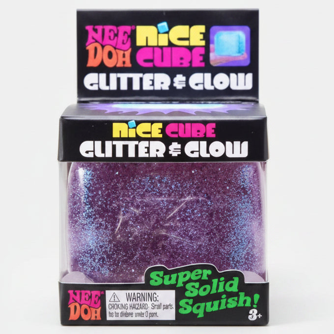 Nee Doh Cube | Purple Glitter & Glow | Toylandeu™