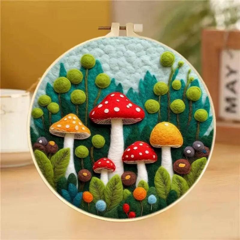  Frame With Needle Felting Painting Kit Mushrooms For Beginner Handmade Home Decoration DIY Handicraft -  ToylandEU™