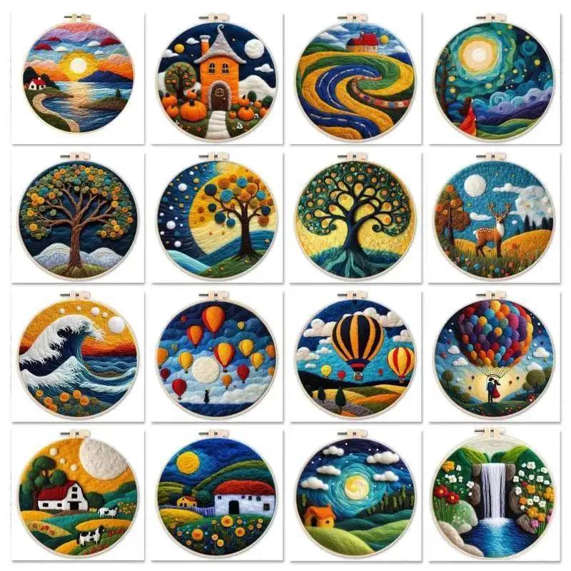  GATYZTORY 20x20cm Frame Wool Painting Kit Needle Felt Landscape Picture Craft Painting Gift For Mom -  ToylandEU™