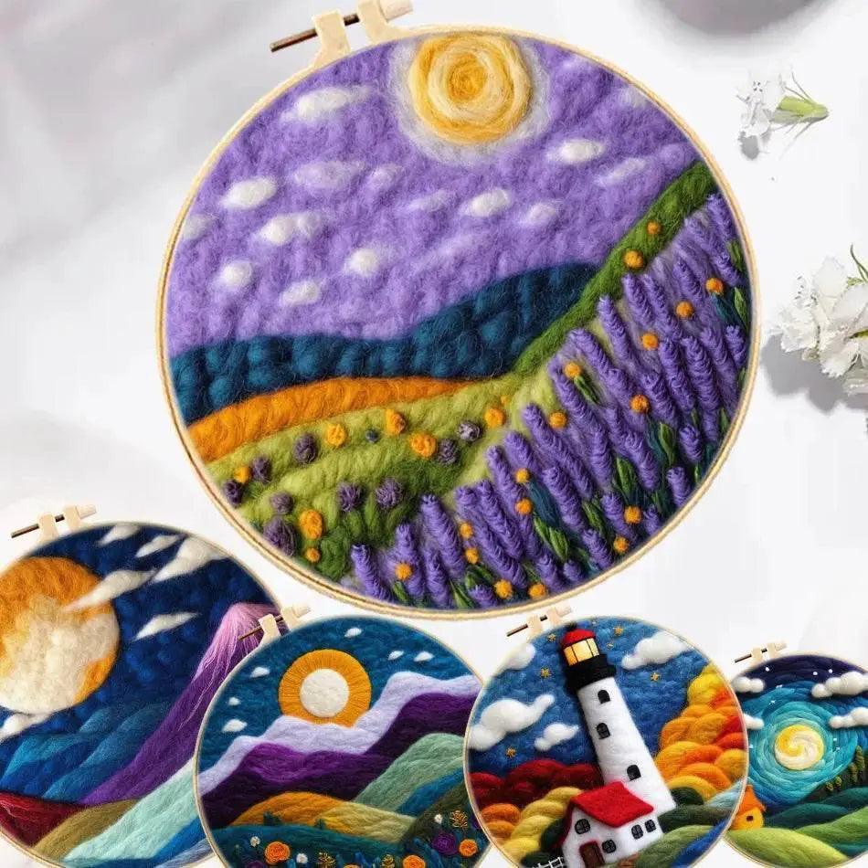  GATYZTORY 20x20cm Frame Wool Painting Kit Needle Felt Landscape Picture Craft Painting Gift For Mom -  ToylandEU™