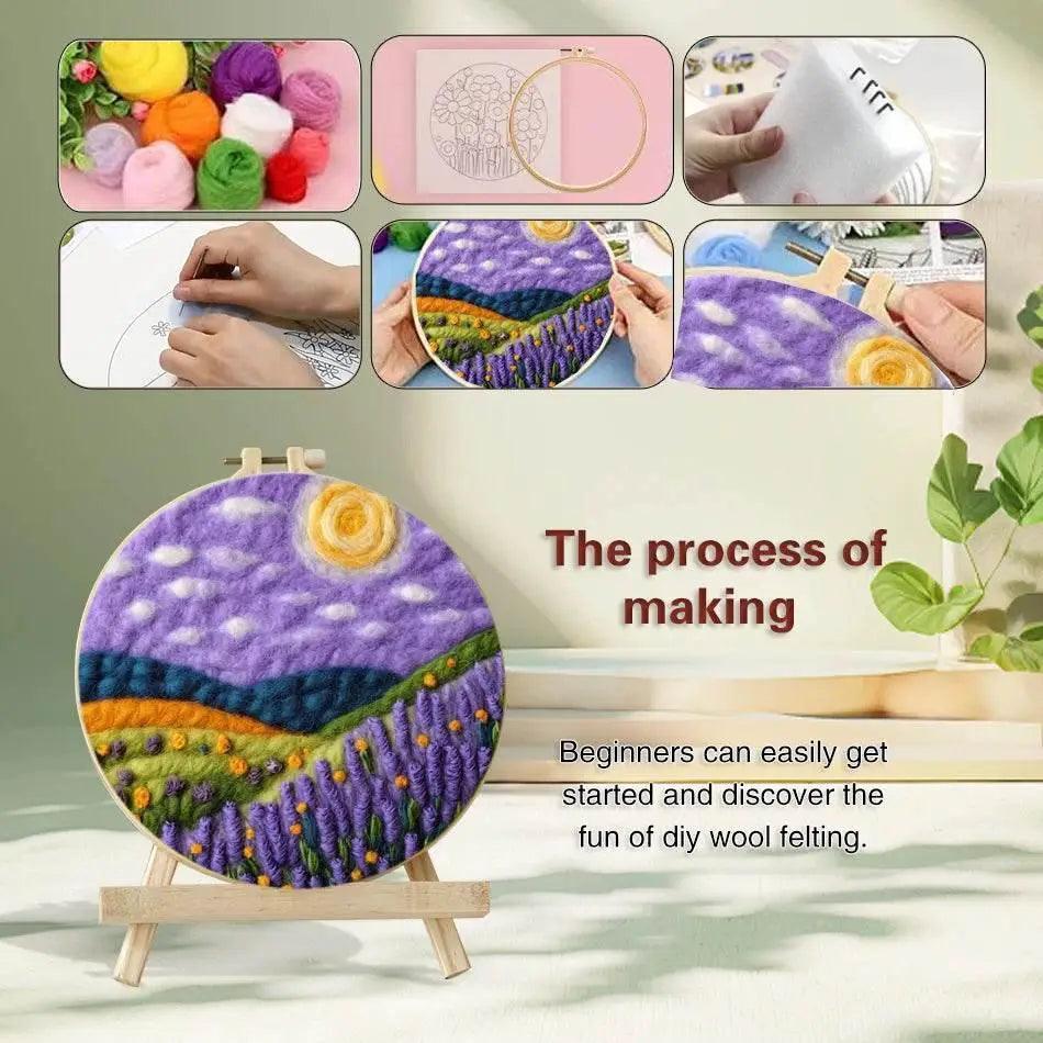  GATYZTORY 20x20cm Frame Wool Painting Kit Needle Felt Landscape Picture Craft Painting Gift For Mom -  ToylandEU™