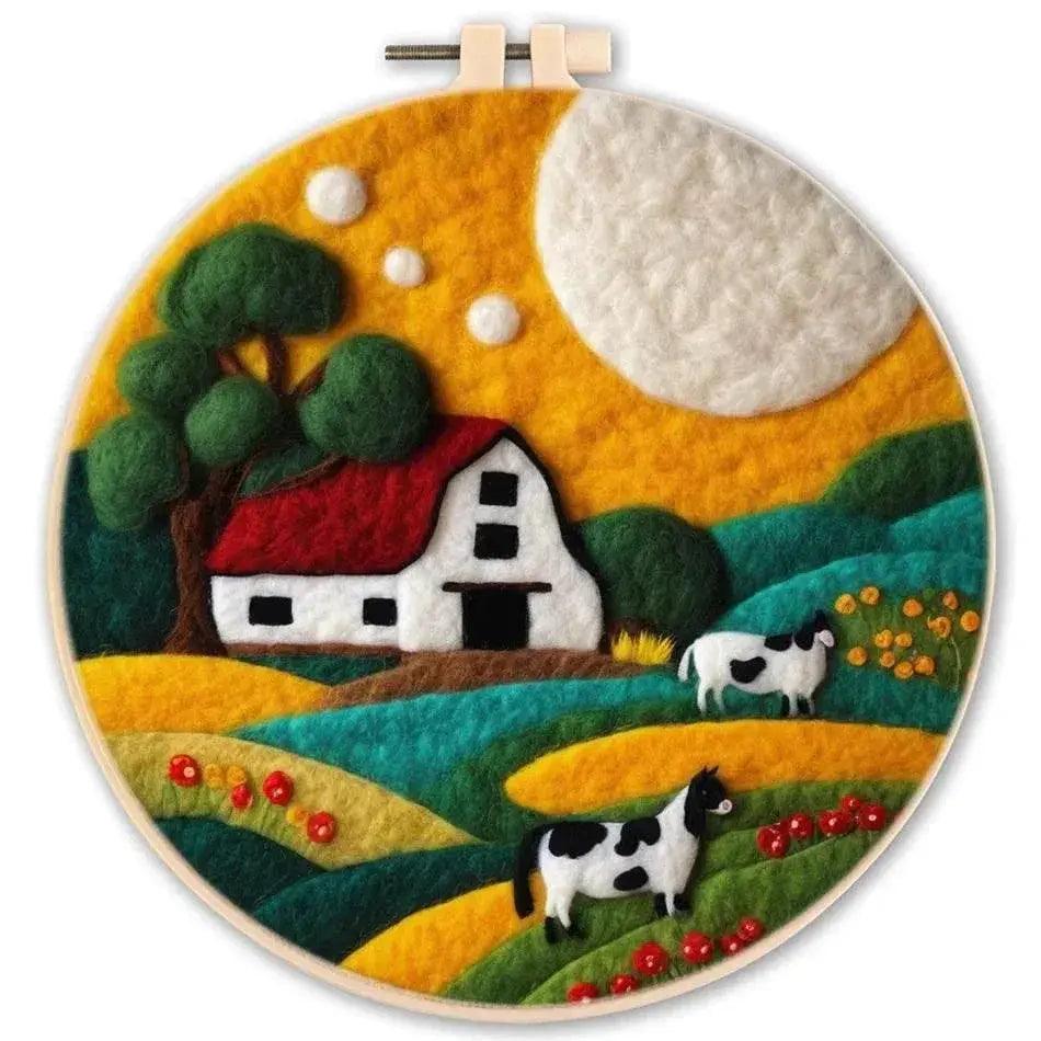  GATYZTORY 20x20cm Frame Wool Painting Kit Needle Felt Landscape Picture Craft Painting Gift For Mom -  ToylandEU™