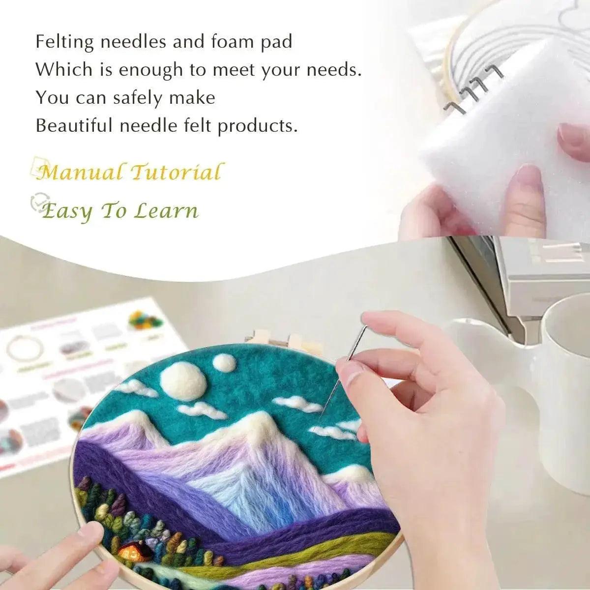  Needle Felting Kit For Beginner Wool Painting Kit DIY Felt Wool Needle Felt Set Tool Landscape Gift Picture For Home Decors -  ToylandEU™