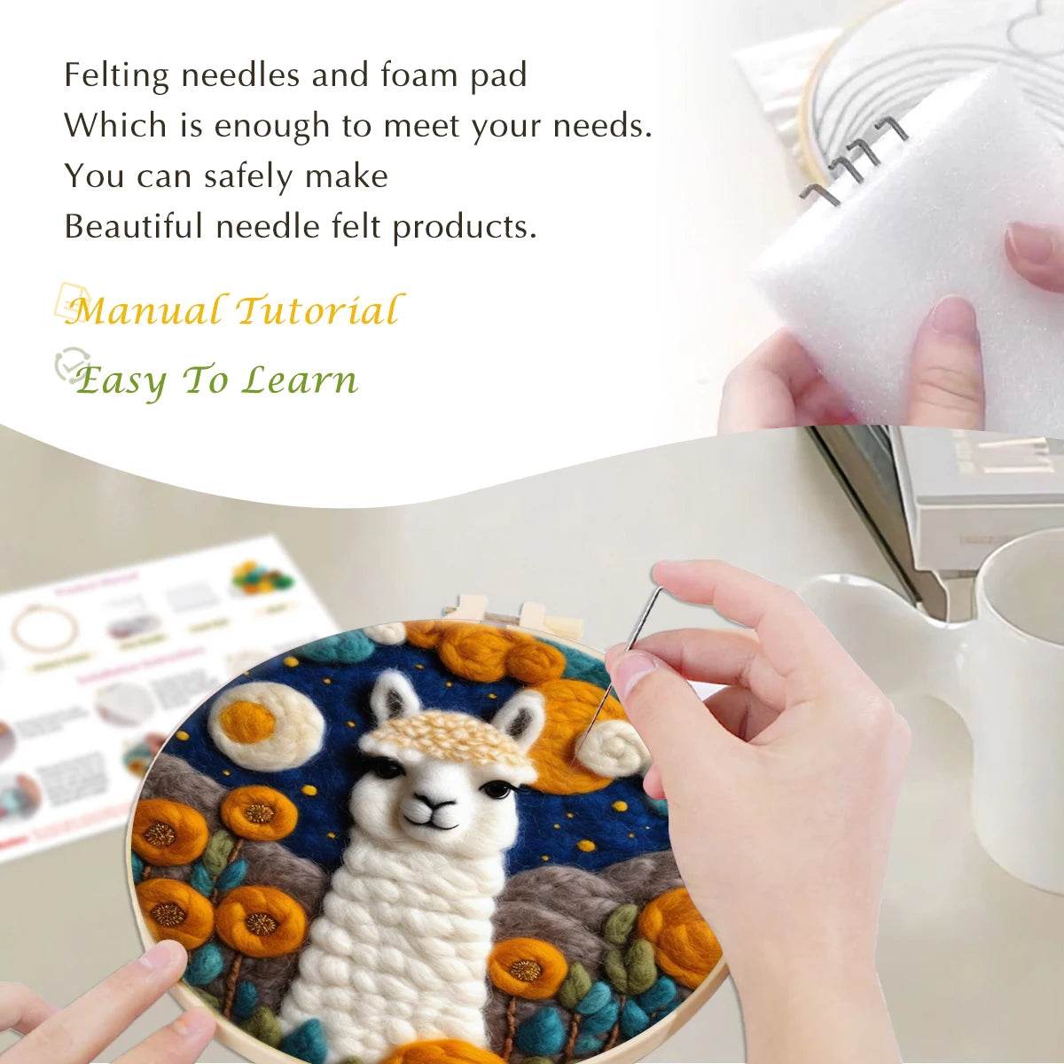 Needle Felting Kit For Beginner Wool Painting Kit DIY Felt Wool Needle Felt Set Tool Landscape Gift Picture For Home Decors - ToylandEU
