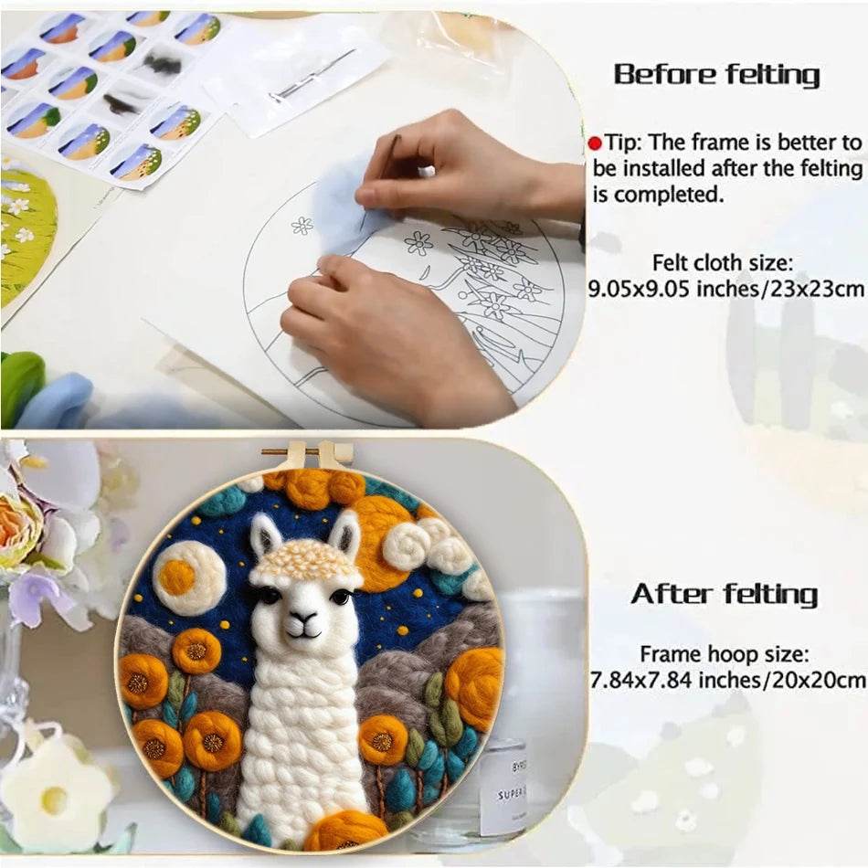 Needle Felting Kit For Beginner Wool Painting Kit DIY Felt Wool Needle Felt Set Tool Landscape Gift Picture For Home Decors - ToylandEU