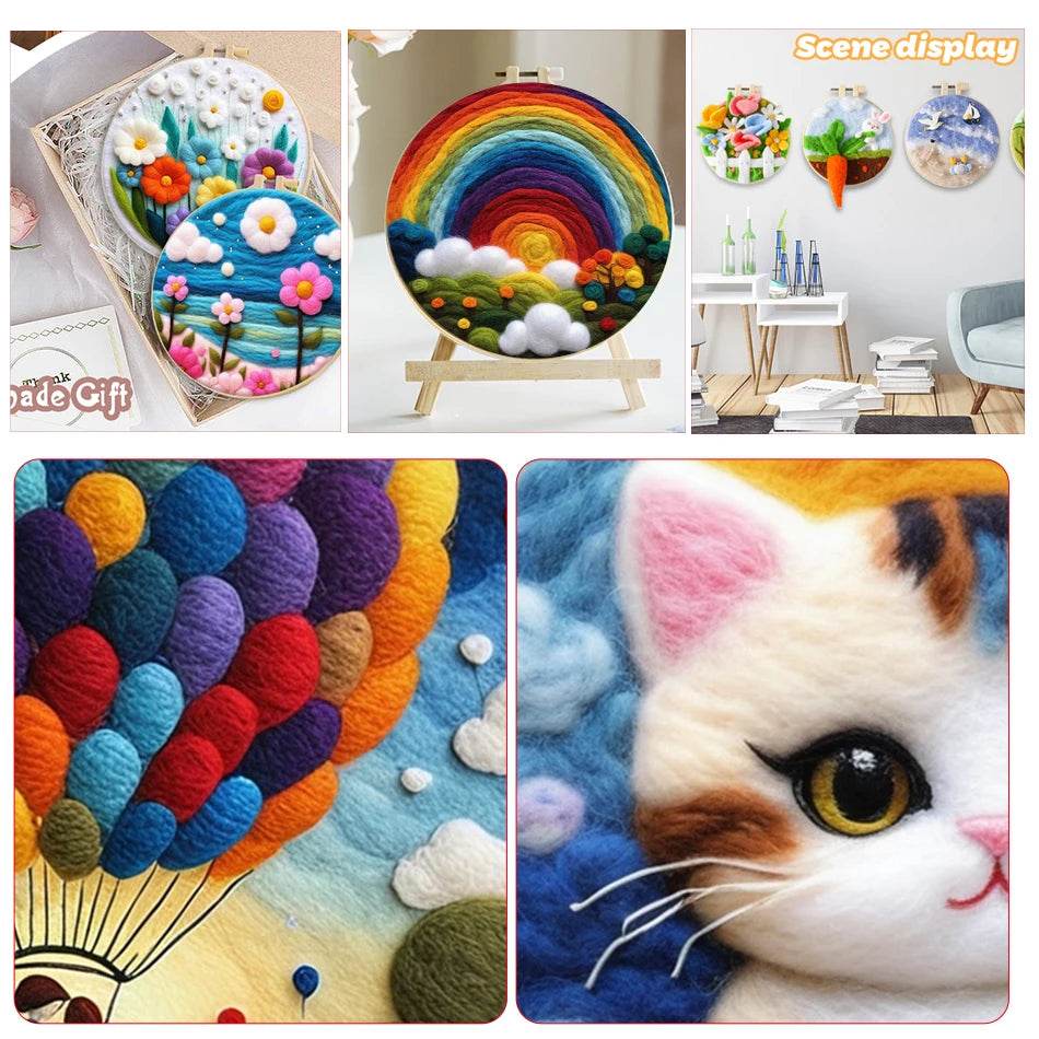 Needle Felting Kit For Beginner Wool Painting Kit DIY Felt Wool Needle Felt Set Tool Landscape Gift Picture For Home Decors - ToylandEU