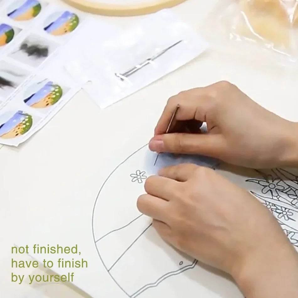 Needle Felting Kit For Beginner Wool Painting Kit DIY Felt Wool Needle Felt Set Tool Landscape Gift Picture For Home Decors - ToylandEU