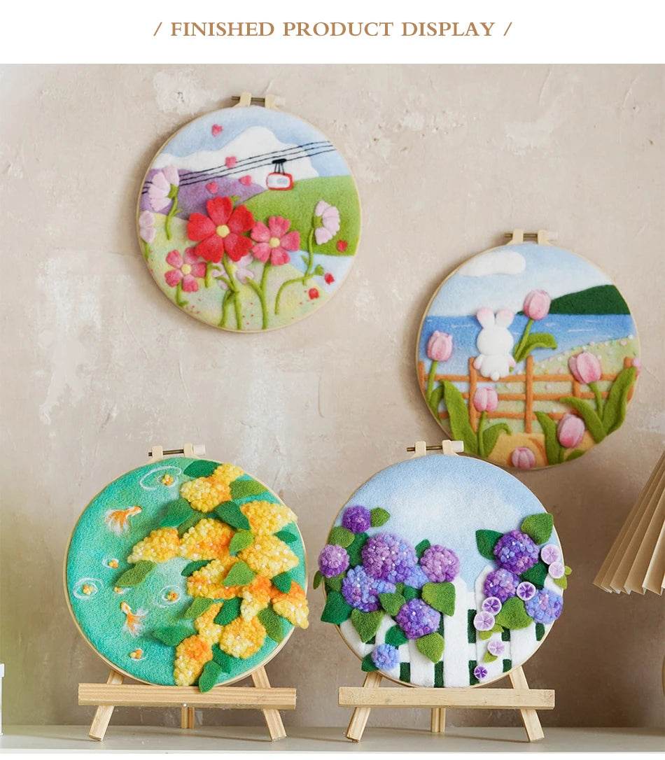 Needle Felting Kit For Beginner Wool Painting Kit DIY Felt Wool Needle Felt Set Tool Landscape Gift Picture For Home Decors - ToylandEU