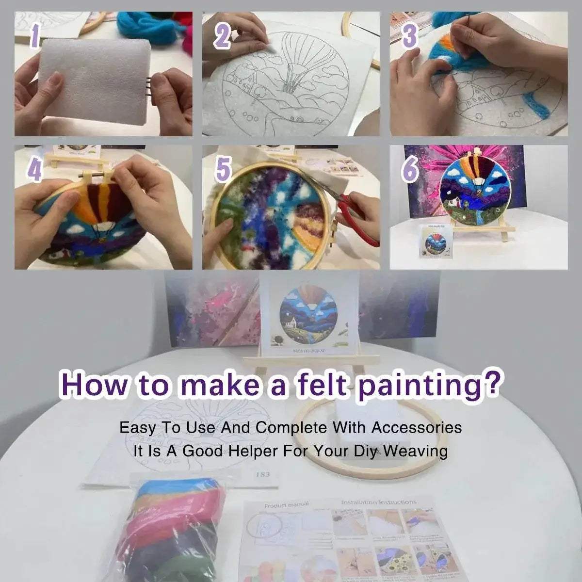 Needle Felting Kit Wool Felting Handmade Natural Scenery Felt Needle Set Accessories Wool Paintings Gift - ToylandEU
