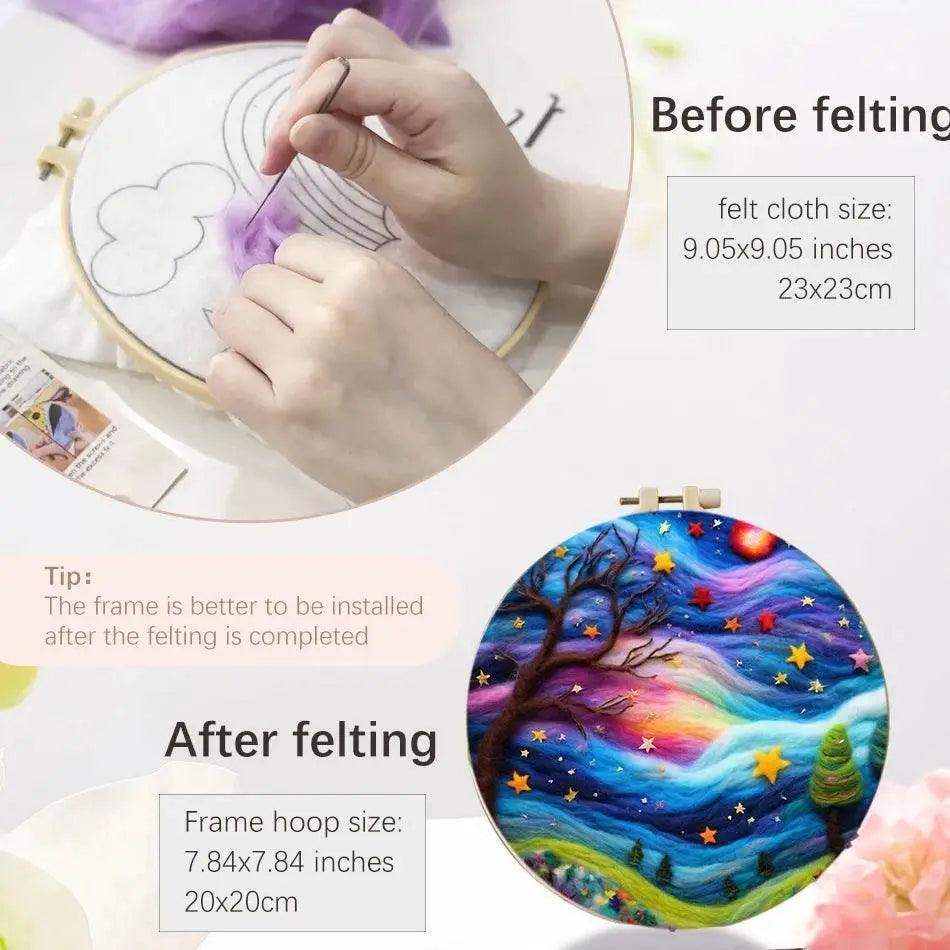  Starry Sky Landscape Needle Felting Painting Kit Adult DIY Wool Needle Felting Starter Kit Mountain Scenery Craft Painting Gift -  ToylandEU™