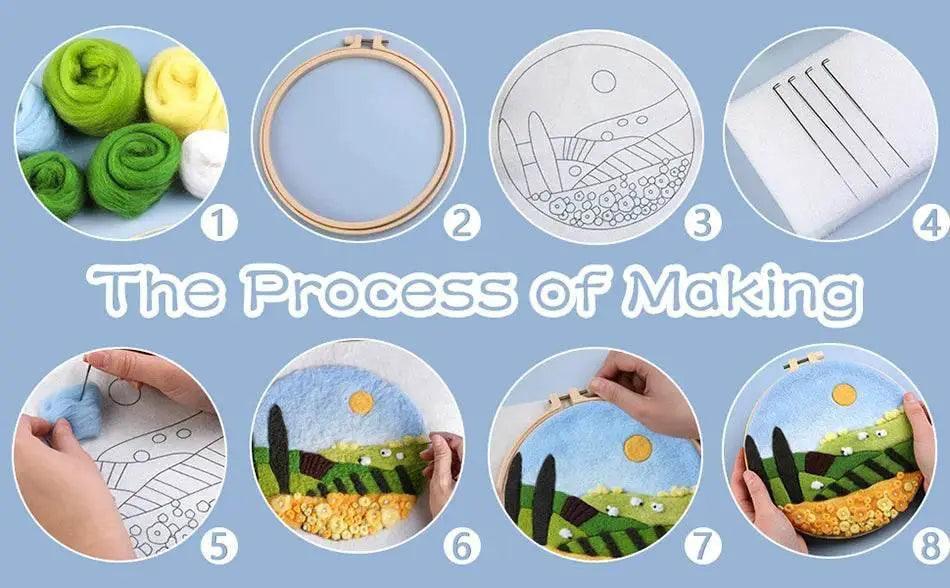  Starry Sky Landscape Needle Felting Painting Kit Adult DIY Wool Needle Felting Starter Kit Mountain Scenery Craft Painting Gift -  ToylandEU™