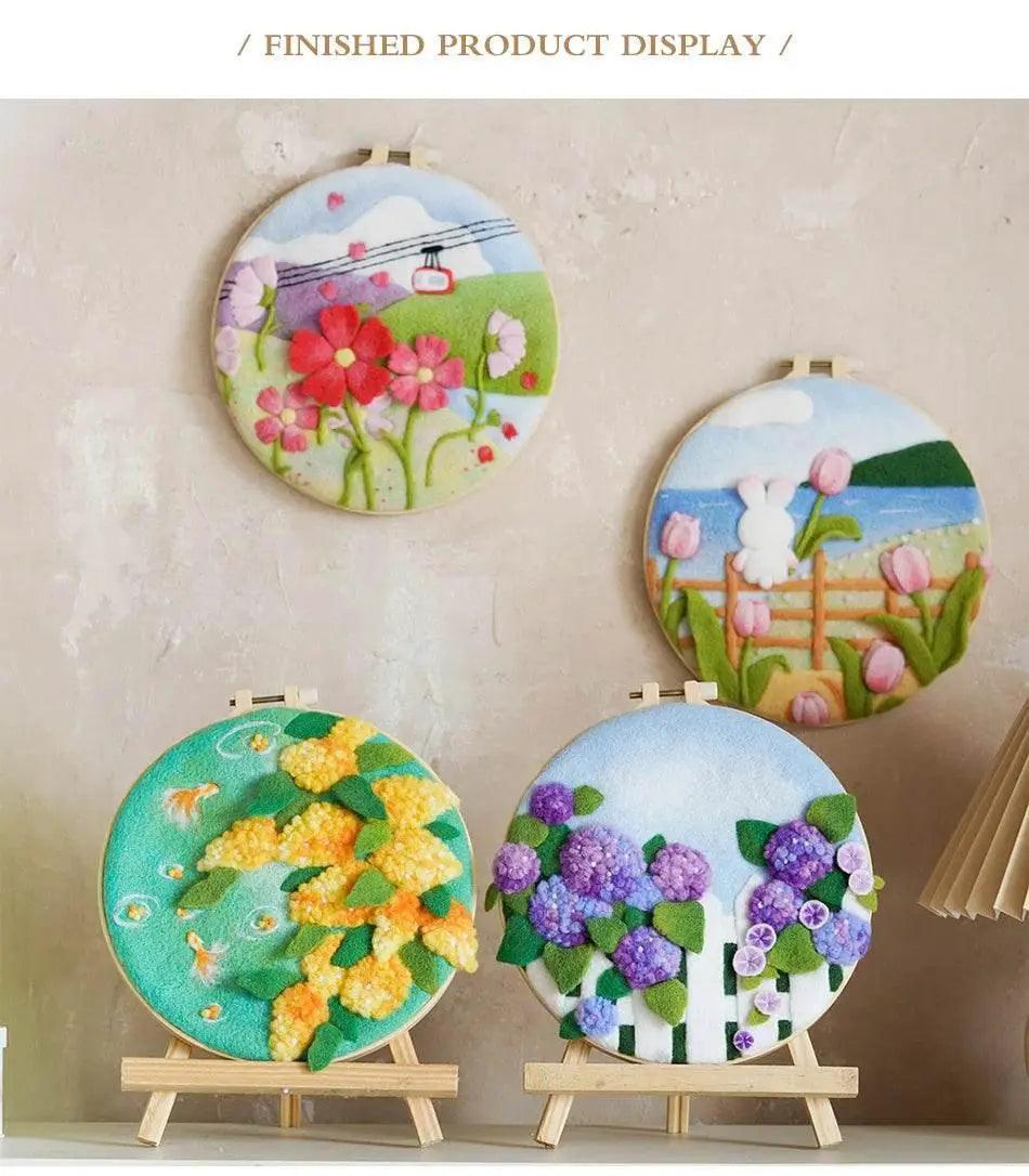  Starry Sky Landscape Needle Felting Painting Kit Adult DIY Wool Needle Felting Starter Kit Mountain Scenery Craft Painting Gift -  ToylandEU™