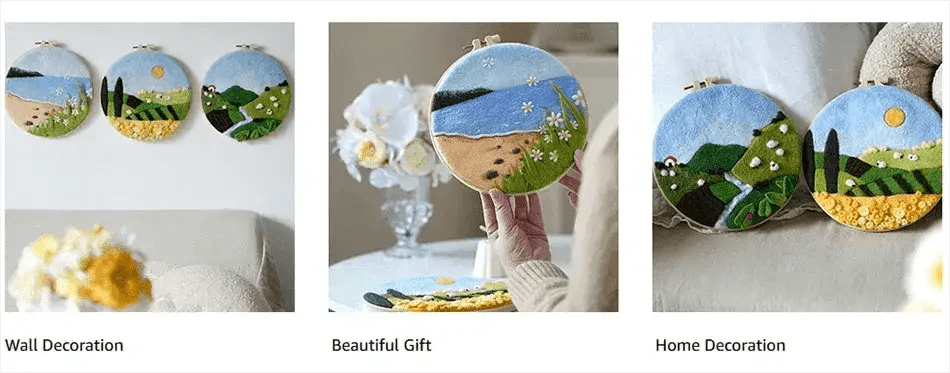  Starry Sky Landscape Needle Felting Painting Kit Adult DIY Wool Needle Felting Starter Kit Mountain Scenery Craft Painting Gift -  ToylandEU™