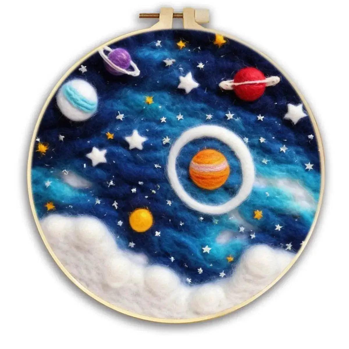  Starry Sky Landscape Needle Felting Painting Kit Adult DIY Wool Needle Felting Starter Kit Mountain Scenery Craft Painting Gift -  ToylandEU™