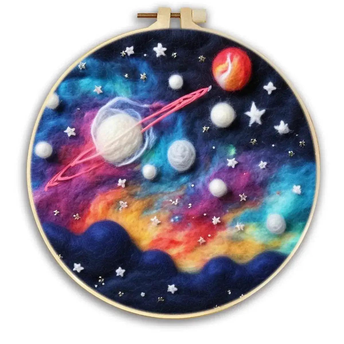  Starry Sky Landscape Needle Felting Painting Kit Adult DIY Wool Needle Felting Starter Kit Mountain Scenery Craft Painting Gift -  ToylandEU™