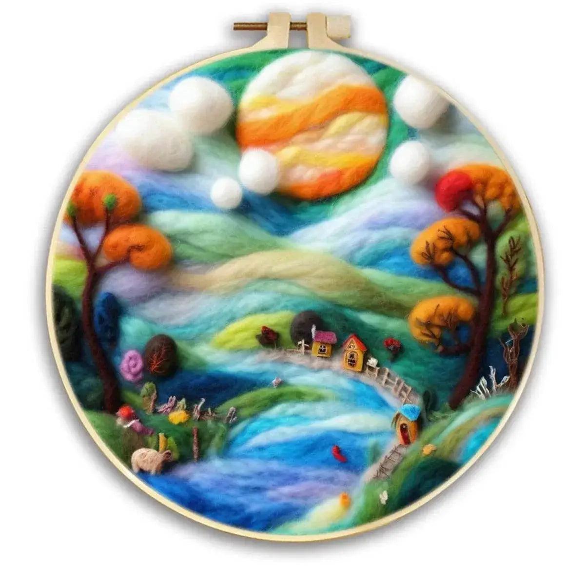  Starry Sky Landscape Needle Felting Painting Kit Adult DIY Wool Needle Felting Starter Kit Mountain Scenery Craft Painting Gift -  ToylandEU™