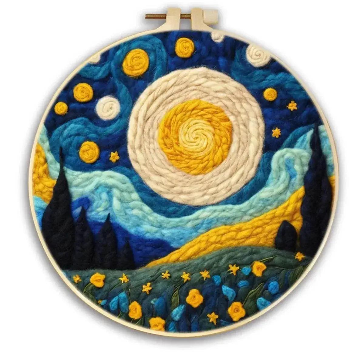  Starry Sky Landscape Needle Felting Painting Kit Adult DIY Wool Needle Felting Starter Kit Mountain Scenery Craft Painting Gift -  ToylandEU™