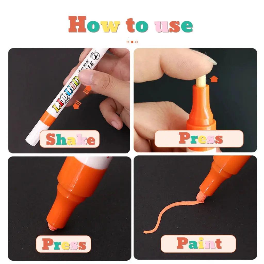  Neon Color Liquid Chalk Markers Erasable 12 Pack -  ToylandEU™