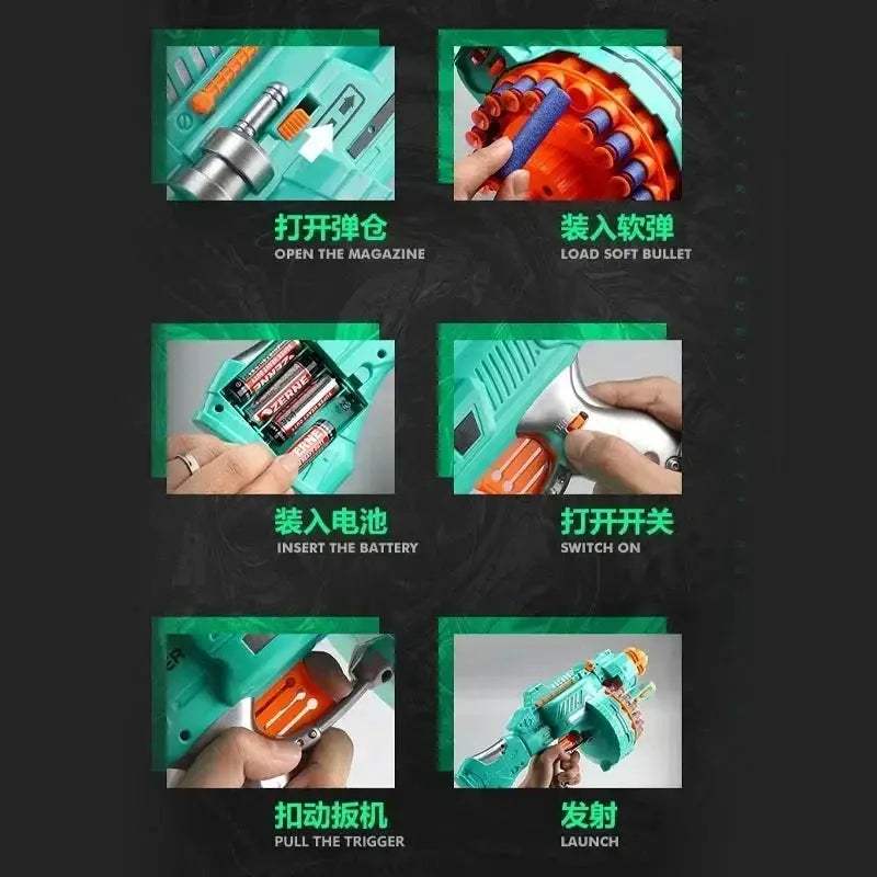 Nerf Gun Toy Electric Gatling Blaster With Suction Cup Darts - ToylandEU
