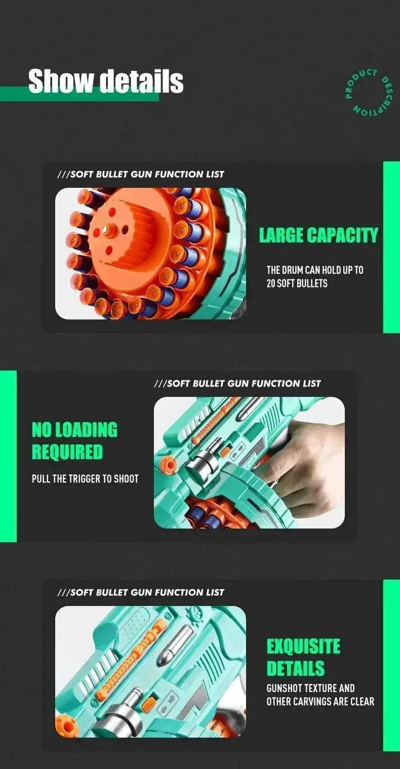  Nerfs Gun Toy Children's Electric Continuous Shooting Gatling -  ToylandEU™