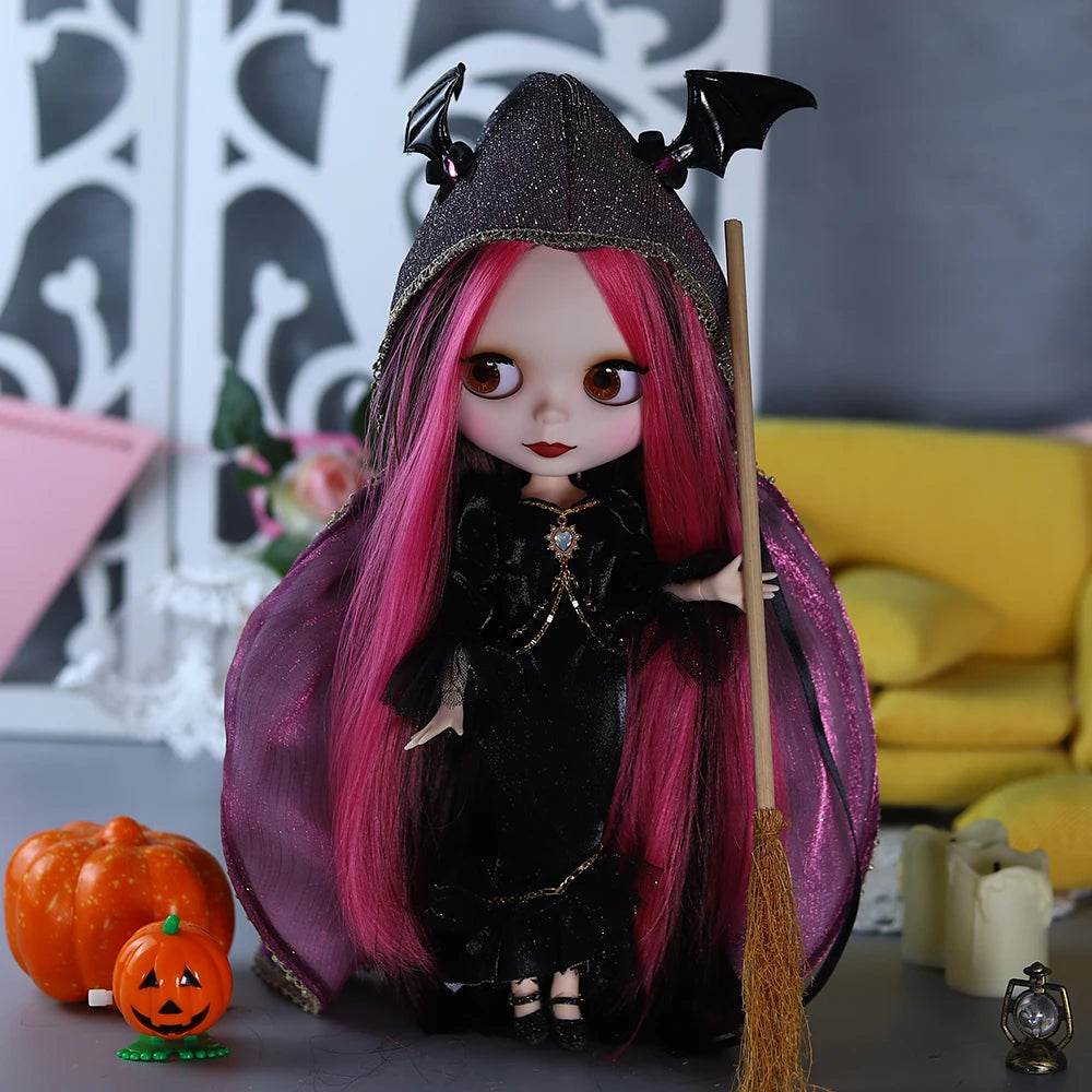 New 1/6 Blyth BJD Doll Nude Joint Body Red Black Hair Girls - ToylandEU