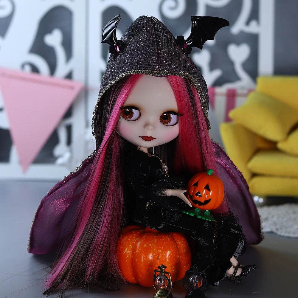 New 1/6 Blyth BJD Doll Nude Joint Body Red Black Hair Girls - ToylandEU